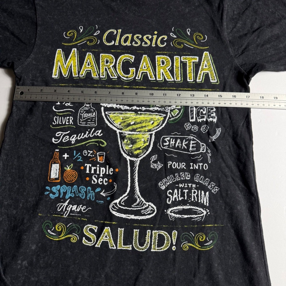 Changes Margarita Recipe Graphic Tee Shirt Black Mineral Wash Small NWOT - Picture 7 of 8
